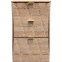 Welcome Furniture Ready Assembled Las Vegas 3 Drawer Bedside Cabinet In Bardolino Oak, Brown