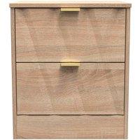 Welcome Furniture Ready Assembled Las Vegas 2 Drawer Bedside Cabinet In Bardolino Oak, Brown