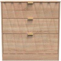 Welcome Furniture Ready Assembled Las Vegas 3 Drawer Deep Chest In Bardolino Oak, Brown