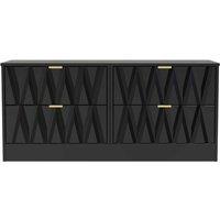Welcome Furniture Ready Assembled Las Vegas 4 Drawer Bed Box In Deep Black & Black Matt, Black