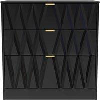 Welcome Furniture Ready Assembled Las Vegas 3 Drawer Deep Chest In Deep Black & Black Matt, Black