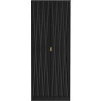 Welcome Furniture Ready Assembled Las Vegas Tall Plain Wardrobe In Deep Black & Black Matt, Black