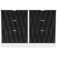 Welcome Furniture Ready Assembled Las Vegas 6 Drawer Midi Chest In Deep Black & White, Black