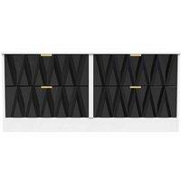 Welcome Furniture Ready Assembled Las Vegas 4 Drawer Bed Box In Deep Black & White, Black