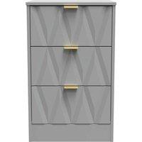 Welcome Furniture Ready Assembled Las Vegas 3 Drawer Bedside Cabinet In Dusk Grey, Grey