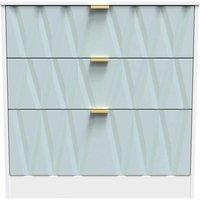 Welcome Furniture Ready Assembled Las Vegas 3 Drawer Deep Chest In Duck & White, Blue