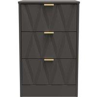 Welcome Furniture Ready Assembled Las Vegas 3 Drawer Bedside Cabinet In Graphite, Grey