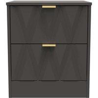 Welcome Furniture Ready Assembled Las Vegas 2 Drawer Bedside Cabinet In Graphite, Grey