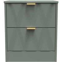Welcome Furniture Ready Assembled Las Vegas 2 Drawer Bedside Cabinet In Reed Green, Green