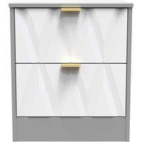 Welcome Furniture Ready Assembled Las Vegas 2 Drawer Bedside Cabinet In White Matt & Dusk Grey, White