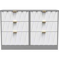 Welcome Furniture Ready Assembled Las Vegas 6 Drawer Midi Chest In White Matt & Dusk Grey, White