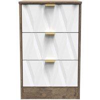 Welcome Furniture Ready Assembled Las Vegas 3 Drawer Bedside Cabinet In White Matt & Vintage Oak, White