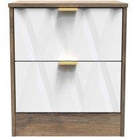 Welcome Furniture Ready Assembled Las Vegas 2 Drawer Bedside Cabinet In White Matt & Vintage Oak, White
