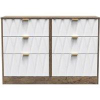 Welcome Furniture Ready Assembled Las Vegas 6 Drawer Midi Chest In White Matt & Vintage Oak, White