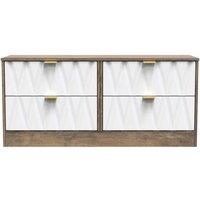 Welcome Furniture Ready Assembled Las Vegas 4 Drawer Bed Box In White Matt & Vintage Oak, White