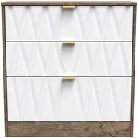 Welcome Furniture Ready Assembled Las Vegas 3 Drawer Deep Chest In White Matt & Vintage Oak, White
