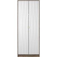 Welcome Furniture Ready Assembled Las Vegas Tall Plain Wardrobe In White Matt & Vintage Oak, White