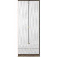 Welcome Furniture Ready Assembled Las Vegas Tall 2 Drawer Wardrobe In White Matt & Vintage Oak, White