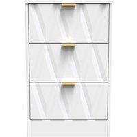 Welcome Furniture Ready Assembled Las Vegas 3 Drawer Bedside Cabinet In White Matt, White