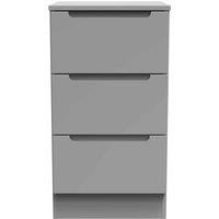 Welcome Furniture Ready Assembled Milan 3 Drawer Bedside Cabinet In Dusk Grey, Grey