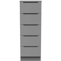 Welcome Furniture Ready Assembled Milan 5 Drawer Bedside Cabinet In Dusk Grey, Grey