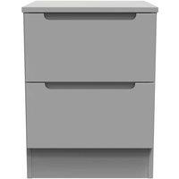 Welcome Furniture Ready Assembled Milan 2 Drawer Bedside Cabinet In Dusk Grey, Grey