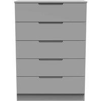 Welcome Furniture Ready Assembled Milan 5 Drawer Chest In Dusk Grey, Grey