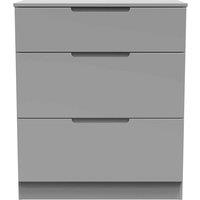 Welcome Furniture Ready Assembled Milan 3 Drawer Deep Chest In Dusk Grey, Grey