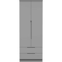 Welcome Furniture Ready Assembled Milan Tall 2 Drawer Wardrobe In Dusk Grey, Grey