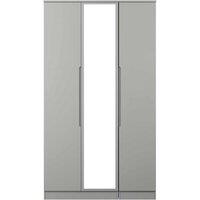 Welcome Furniture Ready Assembled Milan Tall Triple Mirrored Wardrobe In Dusk Grey, Grey