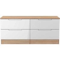 Welcome Furniture Ready Assembled Milan 4 Drawer Bed Box In White Gloss & Bardolino Oak, White
