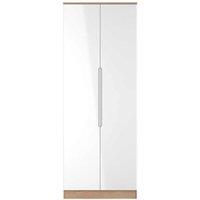 Welcome Furniture Ready Assembled Milan Tall Plain Wardrobe In White Gloss & Bardolino Oak, White