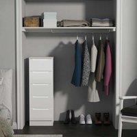 Welcome Furniture Ready Assembled Milan 5 Drawer Bedside Cabinet In White Gloss & White, White