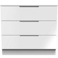 Welcome Furniture Ready Assembled Milan 3 Drawer Chest In White Gloss & White, White