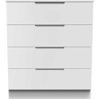 Welcome Furniture Ready Assembled Milan 4 Drawer Chest In White Gloss & White, White