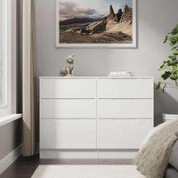 Welcome Furniture Ready Assembled Milan 6 Drawer Midi Chest In White Gloss & White, White