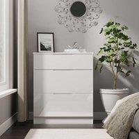 Welcome Furniture Ready Assembled Milan 3 Drawer Deep Chest In White Gloss & White, White