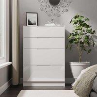 Welcome Furniture Ready Assembled Milan 4 Drawer Deep Chest In White Gloss & White, White