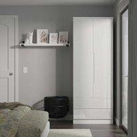 Welcome Furniture Ready Assembled Milan Tall 2 Drawer Wardrobe In White Gloss & White, White