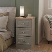 Welcome Furniture Ready Assembled Norfolk 3 Drawer Bedside Cabinet In Dusk Grey & Bardolino Oak, Grey