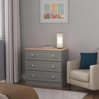 Welcome Furniture Ready Assembled Norfolk 3 Drawer Chest In Dusk Grey & Bardolino Oak, Grey