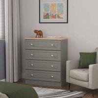 Welcome Furniture Ready Assembled Norfolk 4 Drawer Chest In Dusk Grey & Bardolino Oak, Grey