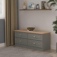 Welcome Furniture Ready Assembled Norfolk 4 Drawer Bed Box In Dusk Grey & Bardolino Oak, Grey