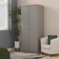 Welcome Furniture Ready Assembled Norfolk 2Ft6In Plain Wardrobe In Dusk Grey & Bardolino Oak, Grey