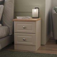 Welcome Furniture Ready Assembled Norfolk 2 Drawer Bedside Cabinet In Kashmir Ash & Bardolino Oak, Cream