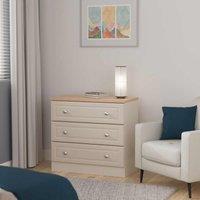 Welcome Furniture Ready Assembled Norfolk 3 Drawer Chest In Kashmir Ash & Bardolino Oak, Cream