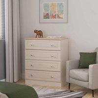 Welcome Furniture Ready Assembled Norfolk 4 Drawer Chest In Kashmir Ash & Bardolino Oak, Cream