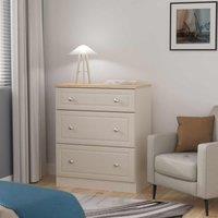 Welcome Furniture Ready Assembled Norfolk 3 Drawer Deep Chest In Kashmir Ash & Bardolino Oak, Cream