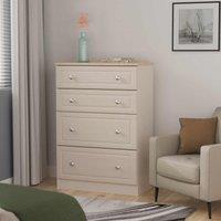 Welcome Furniture Ready Assembled Norfolk 4 Drawer Deep Chest In Kashmir Ash & Bardolino Oak, Cream
