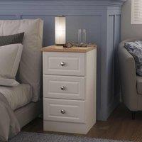 Welcome Furniture Ready Assembled Norfolk 3 Drawer Bedside Cabinet In White Ash & Bardolino Oak, White